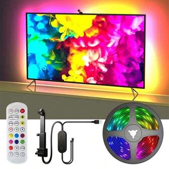 RGBIC LED 电视背光灯带，带 AR 传感器、屏幕环境光同步、USB 供电，适用于 35-80 英寸电视、显示器、游戏室、卧室和客厅