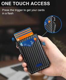 Wallet For Men, RFID Wallet With 2 ID Windows & Money Clip, Slim Pop Up Card Holder For 10-12 Cards, Bifold Minimalist Smart Wallet For Front Pocket, Compact Metal Credit Card Holder, Gifts For Men