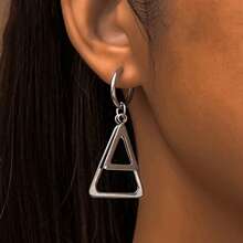 1 pieza Pendientes geométricos de triángulo con circonita cúbica de plata de ley 925 de estilo minimalista y elegante para mujeres, adecuados para fiestas, vacaciones, banquetes y bodas