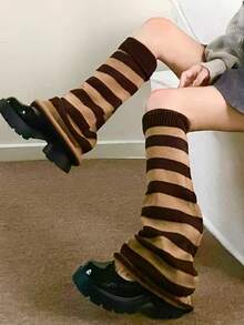 1 Cặp quần ống loe dệt kim gân cổ điển Y2K, giữ ấm cho mùa thu/đông - Nhiều màu - Xem 3