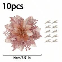 20 件/10 件/2 件闪光一品红人造花（带夹子），可爱的人造一品红圣诞树装饰花，可重复使用的圣诞花，DIY 花环，圣诞花环，楼梯，圣诞树饰品，圣诞装饰，门，墙，窗，壁炉，地板装饰，圣诞派对，婚礼派对，家居装饰，礼品包装，闪亮的冬季灌木装饰，圣诞派对礼物，圣诞树挂饰 - 彩色 - 查看 20