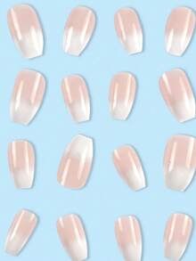 24 件 Y2K 升级版长棺材指甲，粉色渐变法式优雅简约别致奢华美甲套装，可拆卸假指甲适合节日、派对、约会、日常佩戴 - 西瓜粉 - 查看 2
