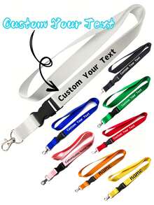 Customized Text ID Badge Lanyard, Personalized ID Badge Lanyard With Detachable Clasp, Customizable Lanyard Keychain In Red/Orange/Blue/Navy/Black/Gray, ID Badge Holder, Phone Lanyard, Key Lanyard - Multicolor - View 9