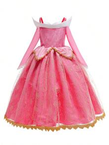 Girl's Princess Dress Performance Dress Birthday Party Costume And Accessories Set - Màu Hồng Tươi - Xem 2