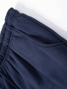 Men's Paris Print Hoodie And Sweatpants Set - Autumn And Winter Multi Color Casual Sportswear - 藏蓝色 - 查看 4