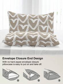 1pc/2pcs/4pcs Black And White Heart Pattern Pillow Cover Set (Pillow Inner Not Included), Soft & Comfortable, Suitable For All Seasons