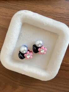 2个甜美山茶花和仿珍珠装饰公主发夹，适合半扎发，日常佩戴优雅情人节发夹，爪夹发卡，发夹，发卡，学习用品，珍珠发饰