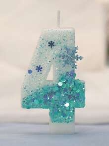 1 Pc Birthday Number Candle, Blue Snowflake Birthday Candle Cake, Candle Cake Decoration, Suitable For Anniversary Celebration Items - Multicolor - View 16