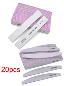 5Pcs/10Pcs Grey Nail Art File Half Moon Buffer Block Double Sided Manicure Files Sticks Nail Salon Tools