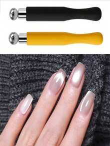 2 件新款美甲猫眼磁力圆柱迷你带保护套：强磁吸引力，易于设计美甲图案，美甲猫眼图案设计工具，3D 猫眼美甲效果，适合女士、美容院和家庭 DIY，无香味