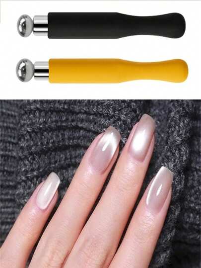 2 件新款美甲猫眼磁力圆柱迷你带保护套：强磁吸引力，易于设计美甲图案，美甲猫眼图案设计工具，3D 猫眼美甲效果，适合女士、美容院和家庭 DIY，无香味