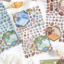 1 peça/4 peças Adesivos Criativos de Paisagem Miniatura 3D