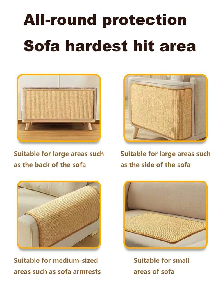 1 pezzo Tappetino per graffiare per gatti, Tappetino per graffiare in sisal, Protezione antiscivolo per tappeti e divani, Accessorio per mobili per animali domestici, Forniture per animali domestici moderne, Articolo per animali domestici durevole - Multicolore - Visualizzare 10