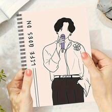 首尔风格 Kpop 歌手螺旋笔记本 - 时尚旅行日记本和个人整理器，是送给朋友、同事、姐妹的理想礼物，配有时尚插图纸质封面，日记本 | 时尚日记本 | 耐用螺旋装订，Kpop 笔记本 - 彩色 - 查看 4