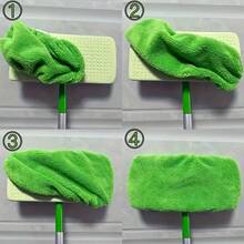 4 Pieces Green Super Absorbent Mop Pads, Reusable Flat Mop Replacement Cloth, Convenient Home Cleaning Replacement Pads, Suitable For Both Wet And Dry Floor Care At Home And In The Office - màu xanh lá - Xem 5
