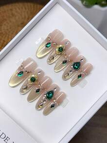 10 Stücke rein handgefertigte tragbare Nägel mit mittelovalem Nagelform, handbemalte Farbverlauf rosa Katzenauge Schleifen Nägel, hochwertige einfache Nägel, Vollabdeckung Fake Nägel, Y2K Nägel, einzigartige und nischenkreative Fake Nägel, Alltagsnägel, süßer moderner Stil Nägel, für den täglichen Gebrauch, abnehmbar und wiederverwendbar