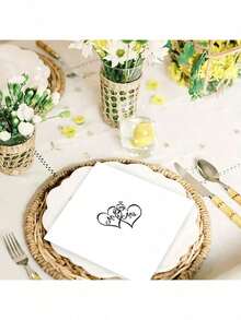 20 件/40 件/60 件，Mr & Ms 钻石戒指爱一次性纸巾婚礼装饰餐巾双层一次性婚礼派对纸巾适用于婚礼、新娘送礼会、周年纪念、情人节和全球庆祝活动