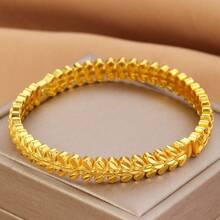 1/3/4pcs Vintage 18K Gold Plated Copper Asymmetrical Hollow Wheat Ear Cuff Bracelet Set, Suitable For Dubai/African Women's Daily, Party, Festival Gift