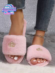 Comfortable And Soft Slippers, Fashionable And Versatile, Suitable For Indoor Or Outdoor Wear. They Are The Ideal Choice For Trendsetters. Women's Slippers, Plush Slippers, House Slippers, Simple Black Plush Bedroom Slippers, White Slippers, Grey Slippers - Pink Gold - View 5