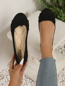 Women's Comfortable Slip-On Flats, Stylish Casual Shoes For Office Work, Outdoor Walking, Parties And Everyday Wear, Lightweight & Versatile  Plain / Plain Toe    Home - màu đen - Xem 7