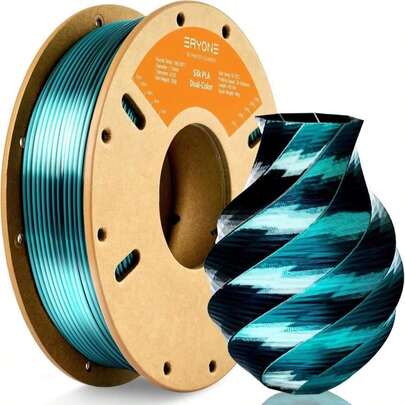 ERYONE Silk PLA Filament 1.75mm Dual Color 3D Printer Filament Shiny Fit Most FDM Printers, 250g (0.55lbs) Cardboard Spool, Black Dark Green