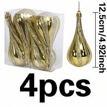 4 buc. Ornamente de Crăciun în formă de glob cu picătură de apă placate cu roșu/auriu/argintiu, decorațiuni suspendate pentru bradul de Crăciun