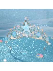 1件优雅水晶公主皇冠，海星贝壳美人鱼尾巴发箍，表演/生日礼物头饰，皇冠，头饰，服装皇冠，发饰花环，头饰，发藤，发圈，金色皇冠，金色头饰 - 彩色 - 查看 13