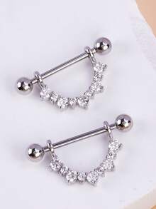 12pcs/Set Cubic Zirconia Heart & Circle Nipple Rings, Suitable For Daily Wear For Women Valentines,Mom,Mother,Mother's Day,Gift