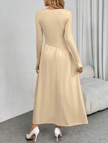 New Autumn And Winter Light Luxury And Sexy Ruffled Hem Long-Sleeved Dress