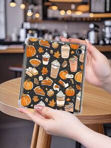 Autumn-Themed E-Reader Cover Featuring Coffee, Pumpkin And Maple Leaf Motifs. Kindle Case. Classic Design. Compatible With Kobo Clara Colour/BW 2024, Kobo Clara 2E, Kindle 10th/11th Gen, Kindle Paperwhite 12th Gen 2024. Kobo Case. Lightweight And Portable. Ideal For Bedtime Reading. A Romantic Gift