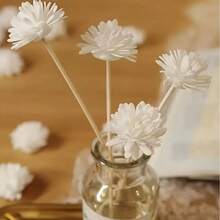 5/10 piezas Juego de palitos difusores y flores de espuma blanca, palitos de difusión de aromaterapia de flores de espuma, palitos de fibra, palitos de evaporación de aceites esenciales, accesorios de decoración del hogar, adecuados para dormitorios, oficinas, baños, fiestas de bodas