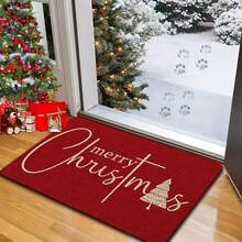 1/2-częściowa mata podłogowa na Boże Narodzenie, luksusowe czerwone tło ozdobione białym wzorem choinki, mata kuchenna, motyw radości, dekoracja w świątecznym klimacie, idealna do gabinetu, kuchni, sypialni, dekoracji domu, tworząca wygodną i wykwintną, radosną atmosferę - Wielokolorowe - Zobacz 14