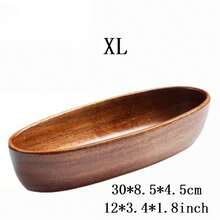 1pc日式寿司盘船形茶巾架木碗盘沙拉碗酒店用品水果小吃盘 - 棕色 - 查看 8