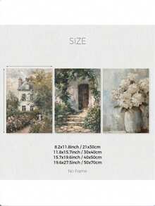 Set Of 3 Vintage Cottage Rose Garden Hydrangeas Oil Painting Print, Rustic Flower Wall Art, Botanical Canvas Poster, Neutral Spring Wall Decor, Ideal Gift For Living Room, Bedroom, Office, Dorm, Cafe, Bar, Hallway, Home And Room Decoration, Unframed