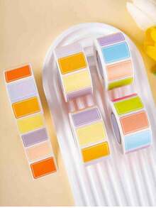 1 Roll/500pcs, 2 Rolls/500pcs, Random Colors, Colorful Self-Adhesive Label Stickers, Waterproof And Writable Sticker Labels, Self-Adhesive Identification Stickers