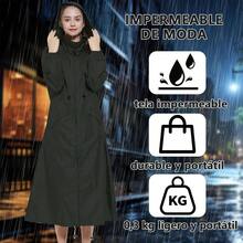 Chubasquero largo para hombre y mujer,chaqueta cortavientos de moda,impermeable, plegable, ligero,adecuado para exteriores, camping,senderismo - Negro - Ver 11