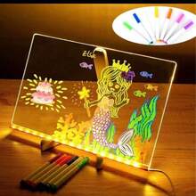 亚克力LED发光白板，带支架，可作为发光留言板使用，配有7色笔，适用于办公室、学校、家庭。 - 彩色 - 查看 3