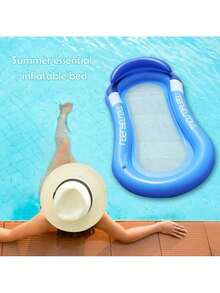 NetHong New Inflatable Lounger Chair Floating Row Beach Swimming Pool Aid Air Mat Bed Summer Holiday - Blue - View 3
