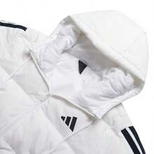 Adidas 男士棉质填充 ESS 3S P D HD J 连帽羽绒服，短款，舒适连帽外套，羽绒含量：80%