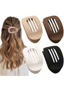 4pcs/1pc Women's 9. 4cm/3. 7in Large Black, White, Khaki, Brown Lightweight Plastic Hair Clips, Fashion Versatile High-End Elegant Simple Solid Color Hair Claws, Suitable For Daily Outing, Casual, Party, Beach, Commute, Vacation, Hair Styling, Washing Face, Makeup, Outfit Accessory, Hair Slide, Hair Barrettes, White Hair Accessories, Black Accessories - Nhiều màu 5 - Xem 1