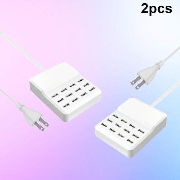 2Pack 12-Port USB Charger: Family-Sized Desktop Rapid Charger Compatible With Iphone 16/15/14 Pro Max, IPad, Galaxy & More – USB Hub For Office, Dorm, Home Charging Stationhome,Office