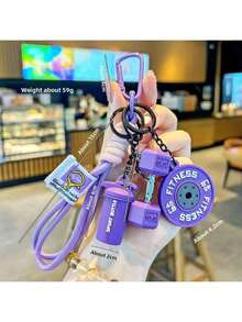 1 Móc khóa thể thao hoạt hình, tạ đòn tinh tế, quà tặng ba lô nam nữ, mặt dây chuyền cốc nước, trang trí quần áo, phụ kiện móc khóa - Nhiều màu - Xem 8