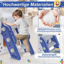 LILIIN 5-In-1 Children's Slide For Toddlers From 1 Year, Indoor And Outdoor, Freestanding Slide Made Of HDPE & PP, With Climbing Ladder, Storage Space, Basketball Hoop And Play Telescope, Up To 50 Kg - Blue and White - View 4