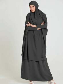 1 Bộ váy Abaya Hồi giáo, thoáng khí và thoải mái, nhiều màu sắc, váy Hijab Khimar và Abaya Jilbab cổ điển và đa năng, khăn trùm đầu cầu nguyện Jilbab chất lượng cao cho phụ nữ Hồi giáo, quần áo Hồi giáo Khimar - Nhiều màu - Xem 18