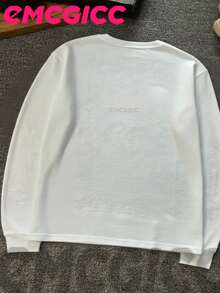 EMCGICC Manfinity Y2k Long Sleeve Shirts ,Graphic T Shirt Cotton 250g,Fashionable Hip-Hop For Men -  Long Sleeve T-Shirts, Funny Vintage Shirts,Regular Fit, Street Style, Digital Print,  Ideal Gift - 白色 - 查看 3