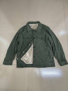 Men 1pc Military Green Corduroy Thermal Lined Long Sleeve Jacket, Outdoor Camping Style, Water-Resistant & Wind-Proof, Sherpa Lining For Warmth, Turndown Collar, Multi-Pocket Design, Practical For Outdoor Activities And Team Building, Fall/Winter - Army Green - View 7