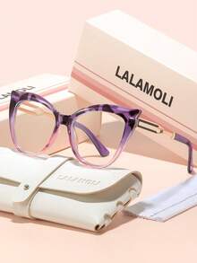 LALAMOLI 猫眼无度数眼镜，镂空镜腿设计，日常佩戴，配精美包装，适合作为礼物 - 彩色 - 查看 11
