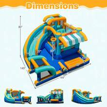 Lifezeal Inflatable Water Park With Market Stand Climbing Wall Basketball Rim - Xem 5