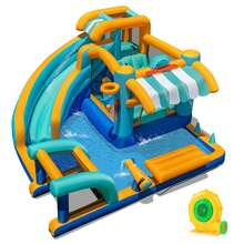 Lifezeal Inflatable Water Park With Market Stand Climbing Wall Basketball Rim - 美規B型插(110-127V) - 查看 14