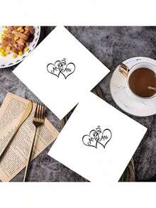 20 件/40 件/60 件，Mr & Ms 钻石戒指爱一次性纸巾婚礼装饰餐巾双层一次性婚礼派对纸巾适用于婚礼、新娘送礼会、周年纪念、情人节和全球庆祝活动